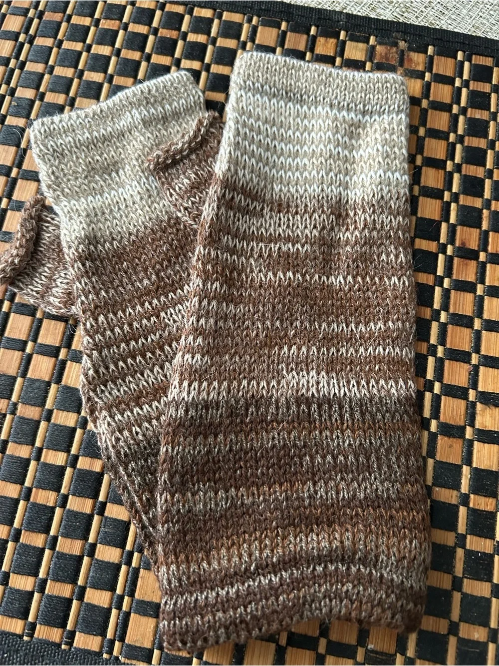 Hand-Knit Multicolor 100% alpaca Fingerless Gloves new